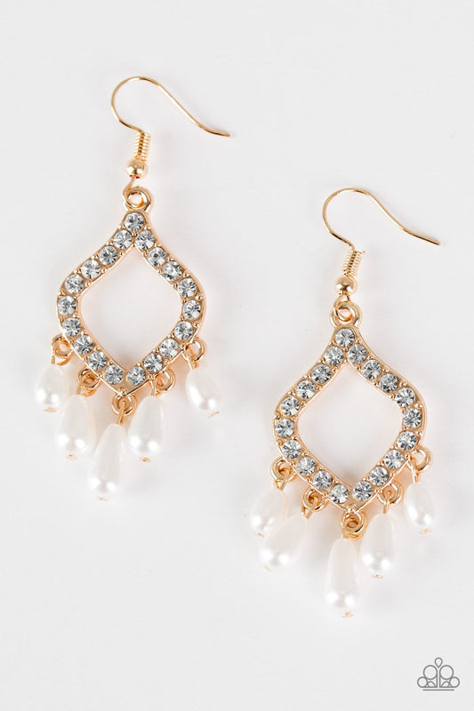 Paparazzi Earring ~ Divinely Diamond - Gold