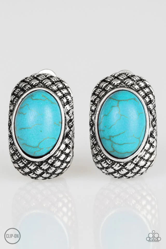 Paparazzi Earring ~ Bedrock Bombshell - Blue