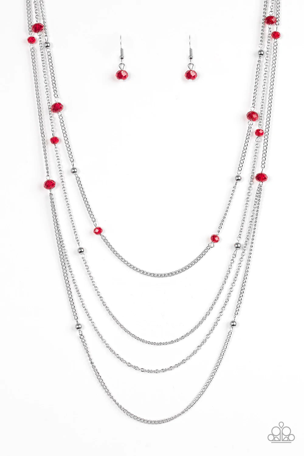 Paparazzi Necklace ~ On The Front SHINE - Red