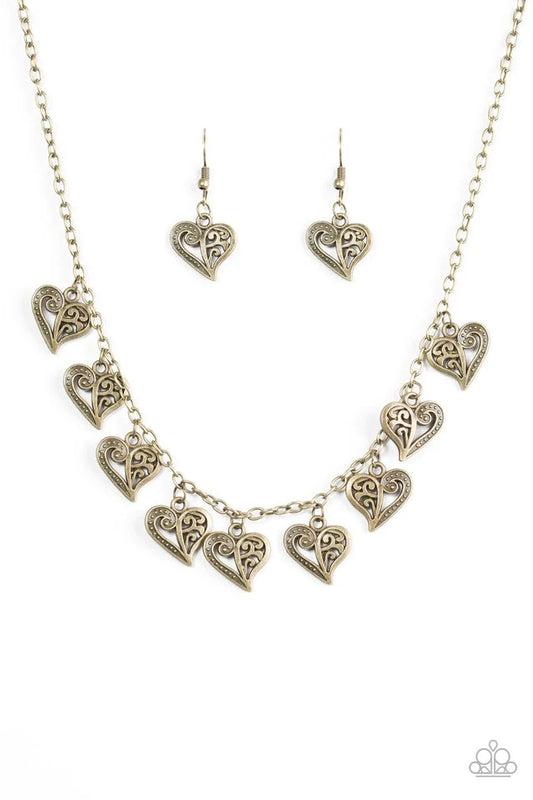 Paparazzi Necklace ~ Speaking From The Heart - Brass