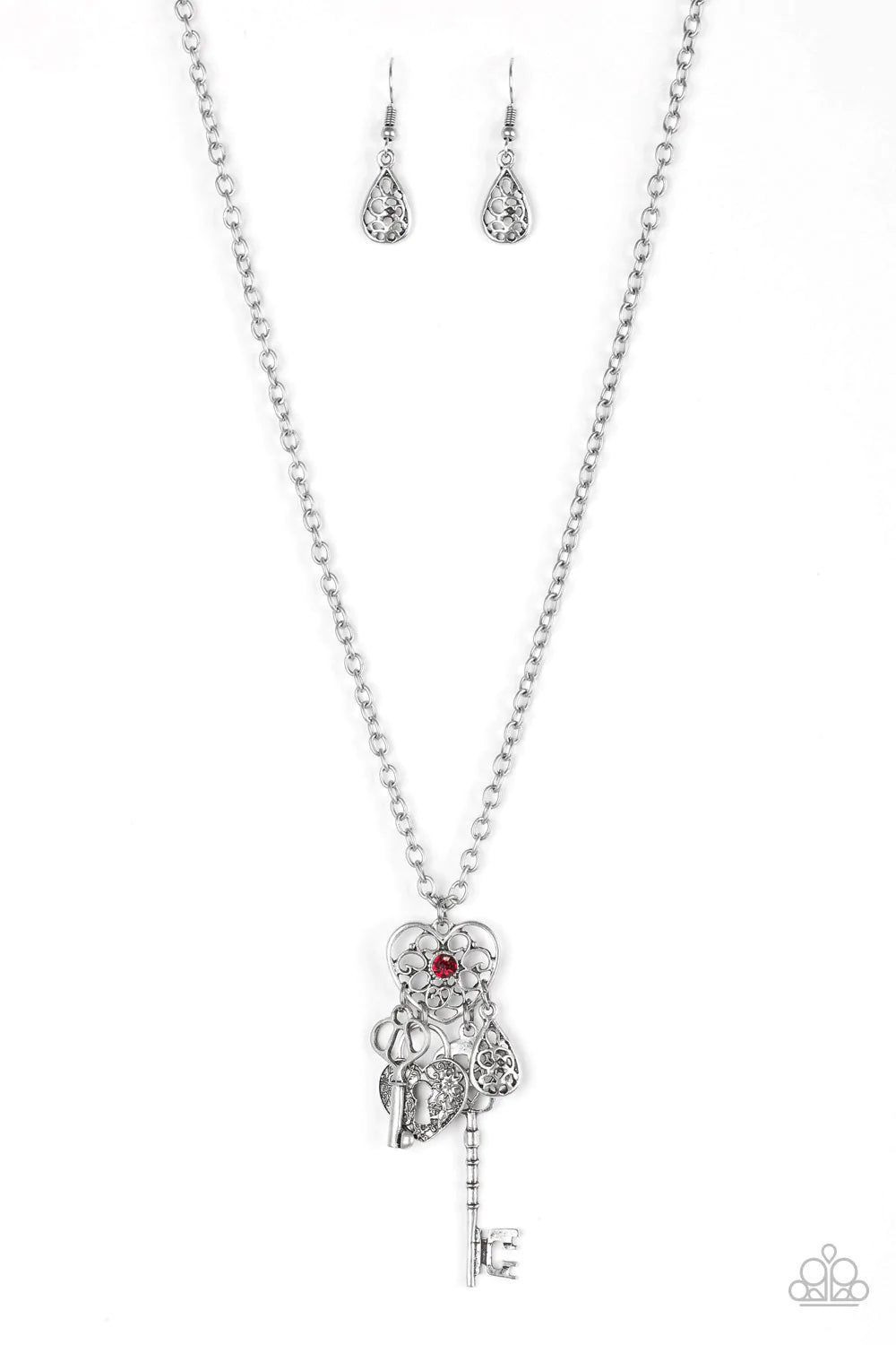 Paparazzi Necklace ~ Secrets Of The Heart - Red