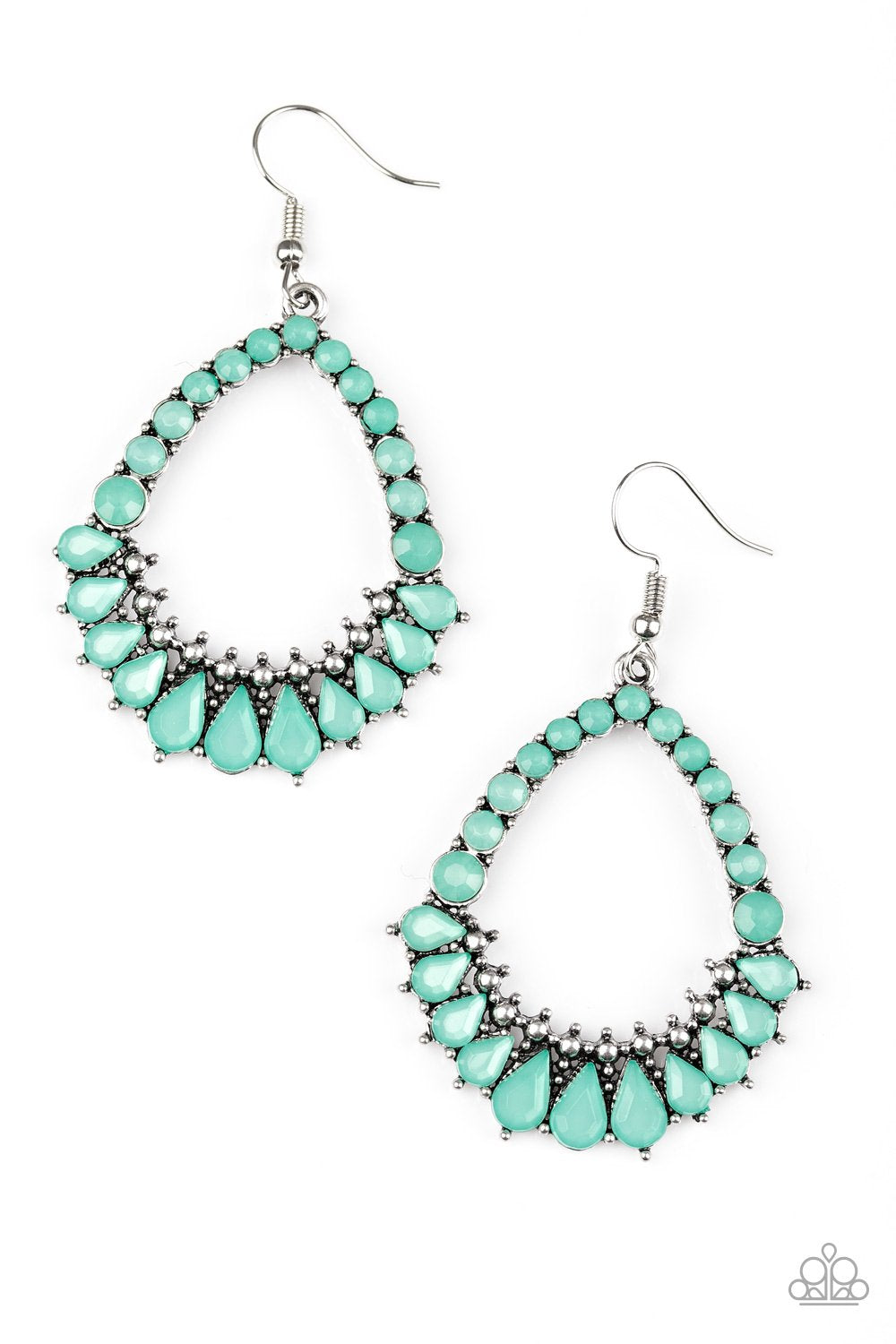 Paparazzi Earring ~ Crystal Waters - Green
