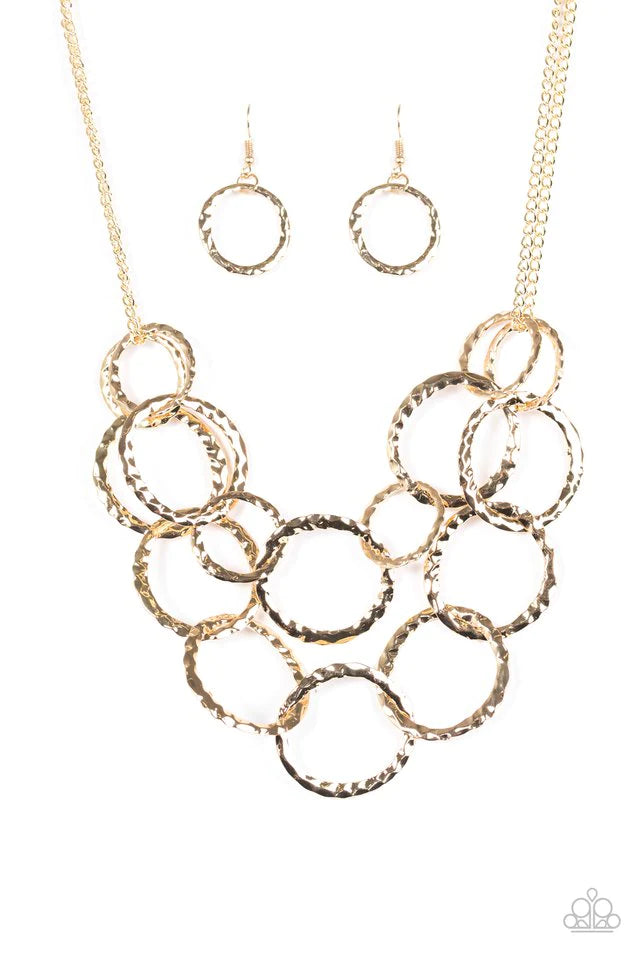 Paparazzi Necklace ~ Radiant Ringmaster - Gold