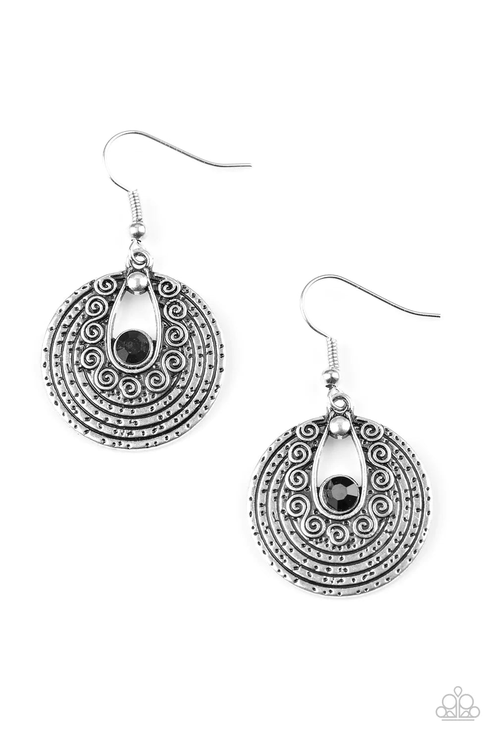 Paparazzi Earring ~ Majestically Mayan - Black