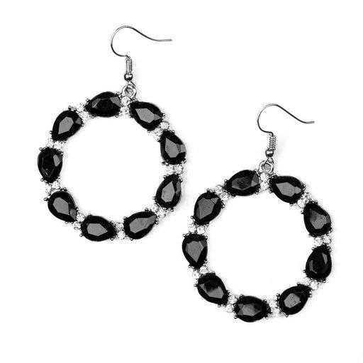 Paparazzi Earring ~ Ring Around The Rhinestones - Black