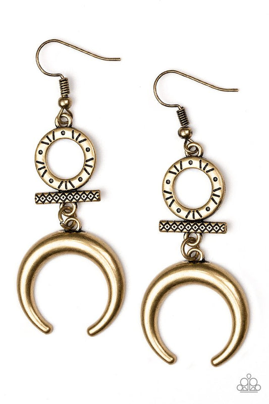 Majestically Moon Child - Brass - Paparazzi Earring Image