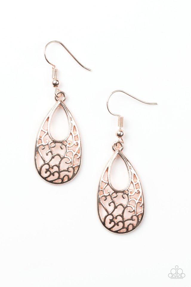 Paparazzi Earring ~ Always Be VINE - Rose Gold