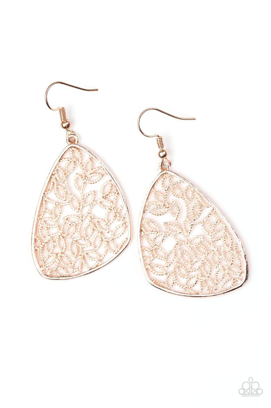 Paparazzi Earring ~ Time To LEAF - Rose Gold