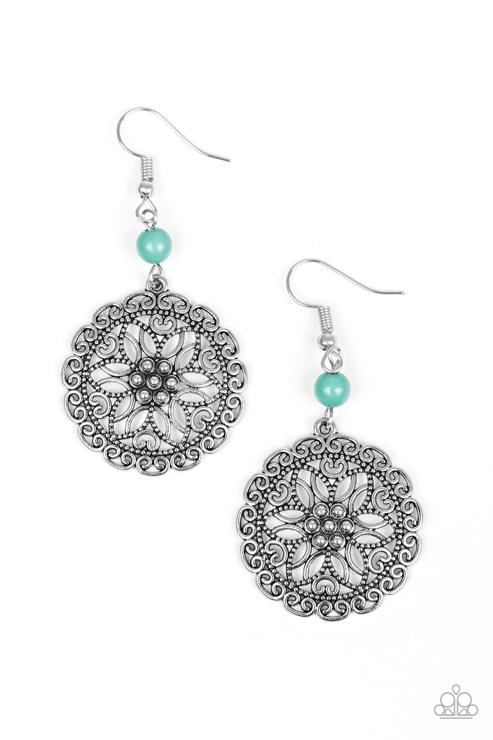 Paparazzi Earring ~ Full Floral - Green
