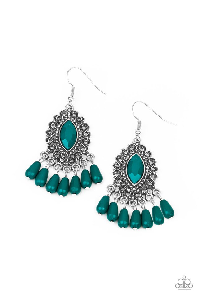 Private Villa - Green - Paparazzi Earring Image