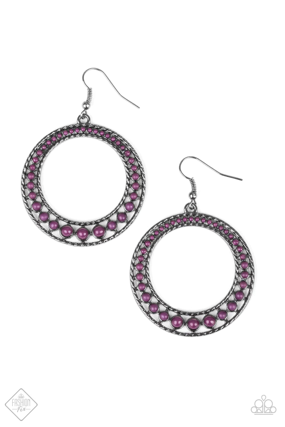 Paparazzi Earring ~ Bead Beat - Purple