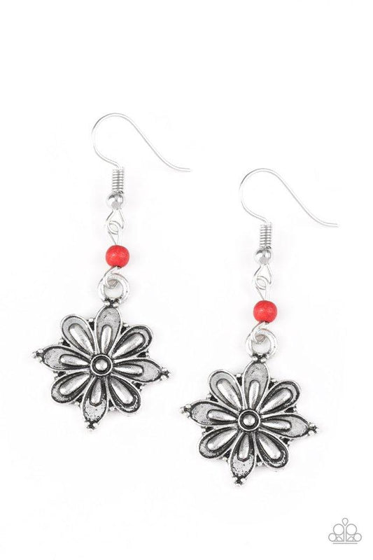 Paparazzi Earring ~ Cactus Blossom - Red