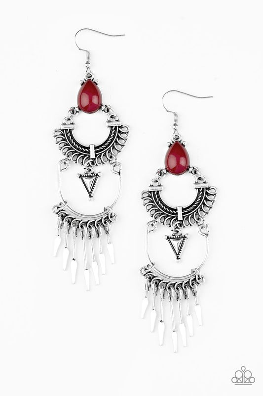 Progressively Pioneer - Red - Paparazzi Earring Image