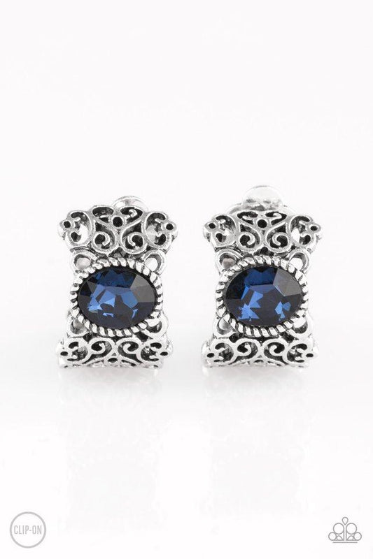 Paparazzi Earring ~ Glamorously Grand Duchess - Blue
