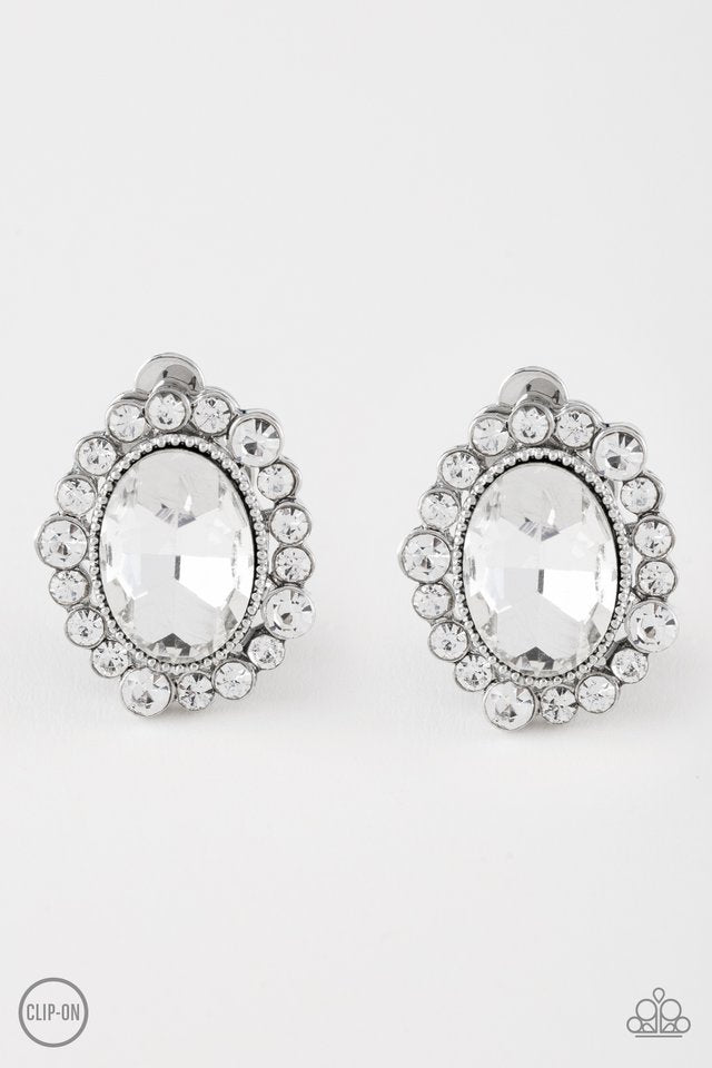 Hold Court - White - Paparazzi Earring Image