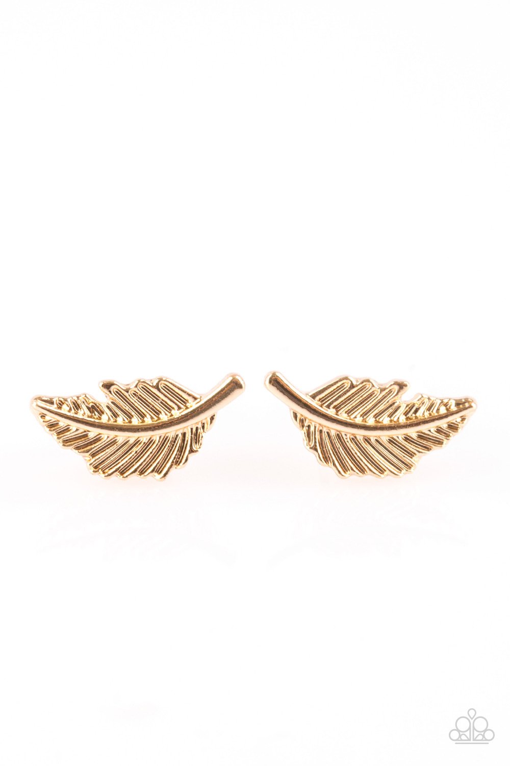 Paparazzi Earring ~ Flying Feathers - Gold Post