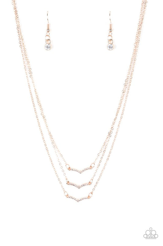 Pretty Petite - Rose Gold - Paparazzi Necklace Image