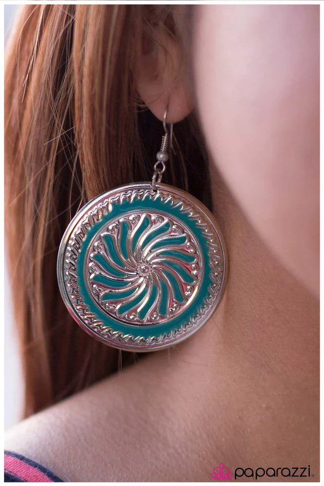 Paparazzi Earring ~ A Hop, Skip, and A Jump - Blue