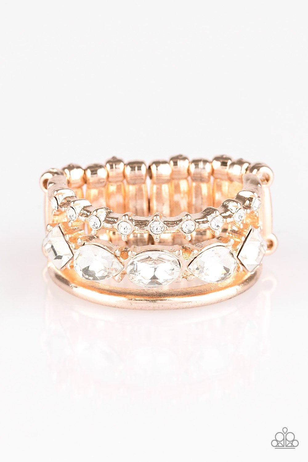 Paparazzi Ring ~ Backstage Sparkle - Rose Gold