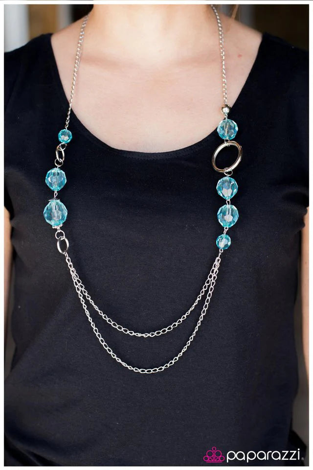 Collar Paparazzi ~ Cristal transparente - Azul