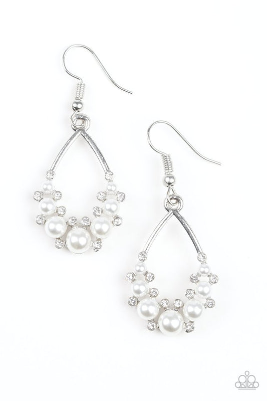 Fancy First - White - Paparazzi Earring Image