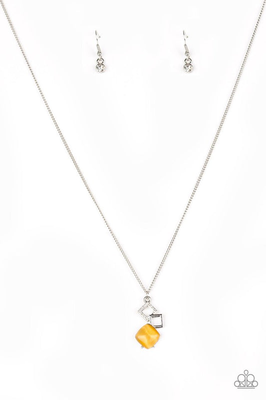 Stylishly Square - Yellow - Paparazzi Necklace Image