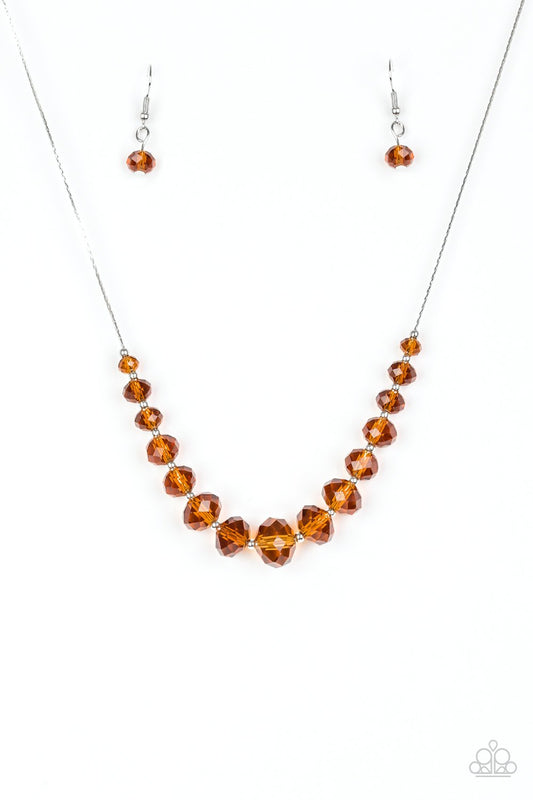 Paparazzi Necklace ~ Crystal Carriages - Brown