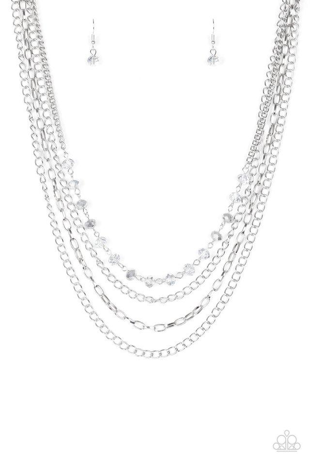 Collar Paparazzi ~ Elegancia extravagante - Plata