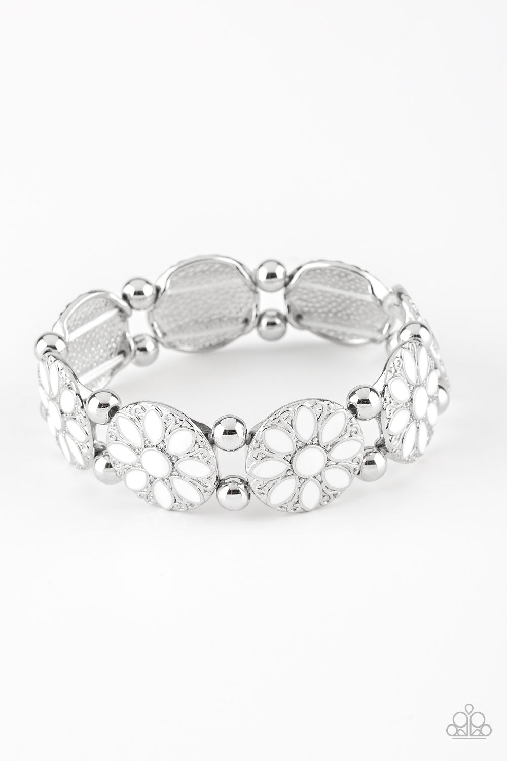 Paparazzi Bracelet ~ Dancing Dahlias - White
