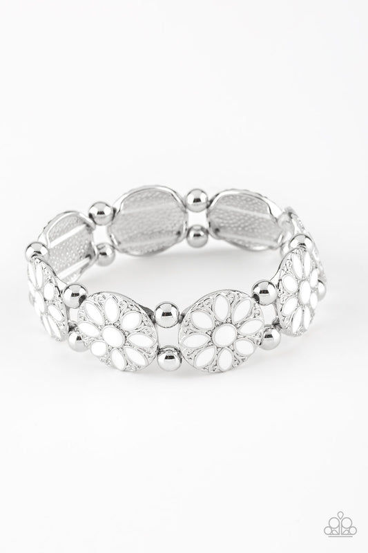 Paparazzi Bracelet ~ Dancing Dahlias - White