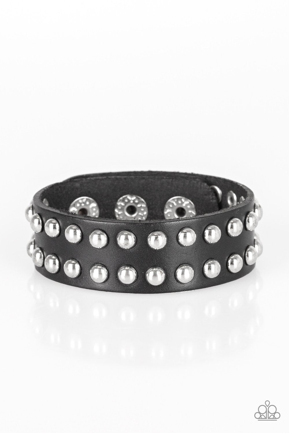 Pulsera Paparazzi ~ Biker Bold - Negra