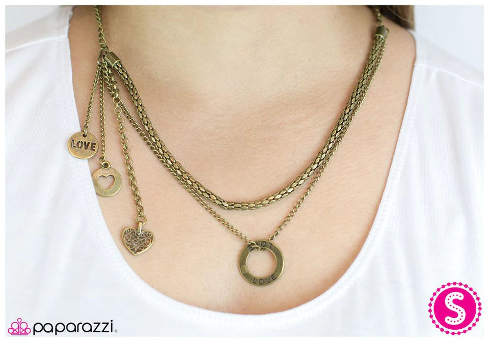 Paparazzi Necklace Pulling at My Heartstrings Brass Paparazzi