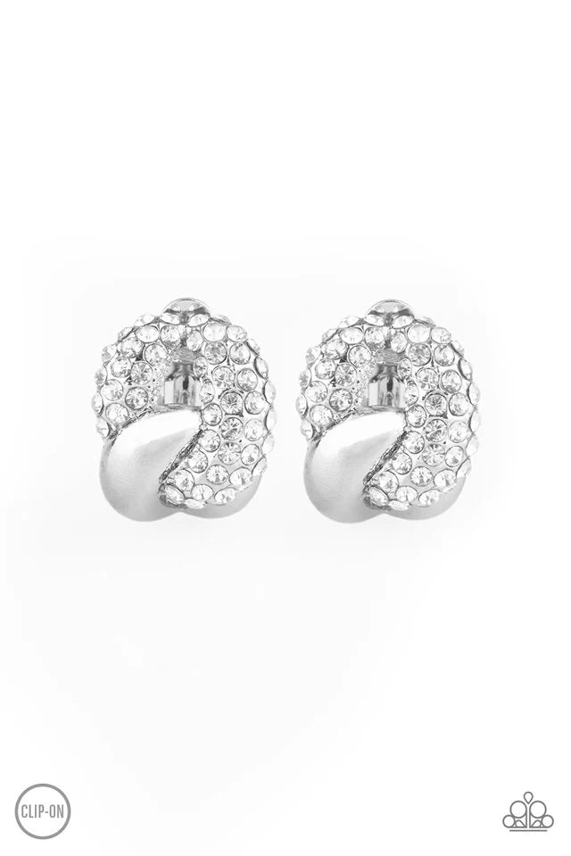 Paparazzi Earring ~ Definitely Date Night - White