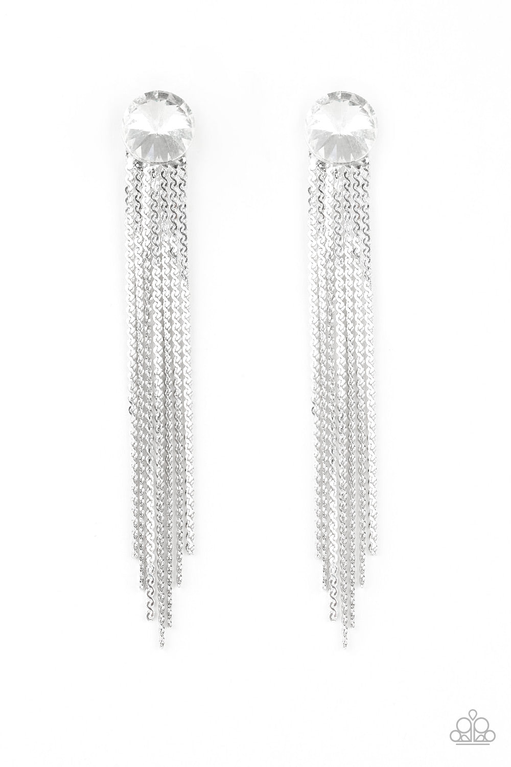 Paparazzi Earring ~ Level Up - White