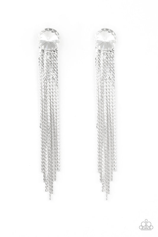 Paparazzi Earring ~ Level Up - White