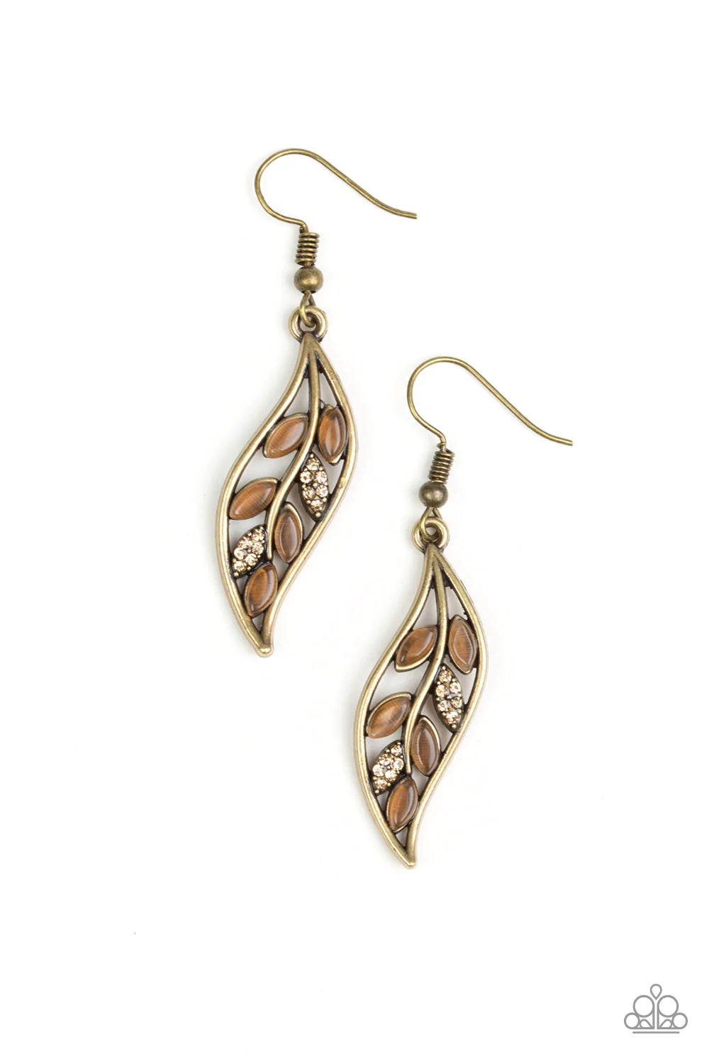 Paparazzi Earring ~ Sparkling Stems - Brass