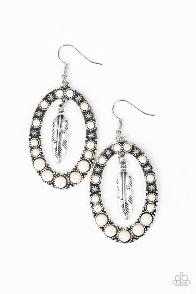 Paparazzi Earring ~ Put Up A FLIGHT - White