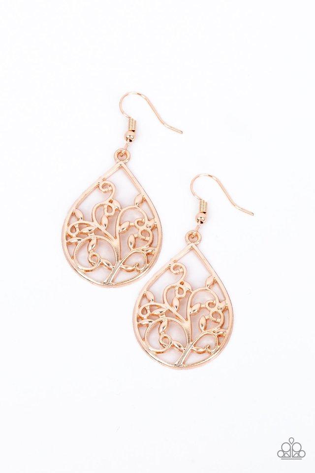 Paparazzi Earring ~ Enchanted Vines - Rose Gold