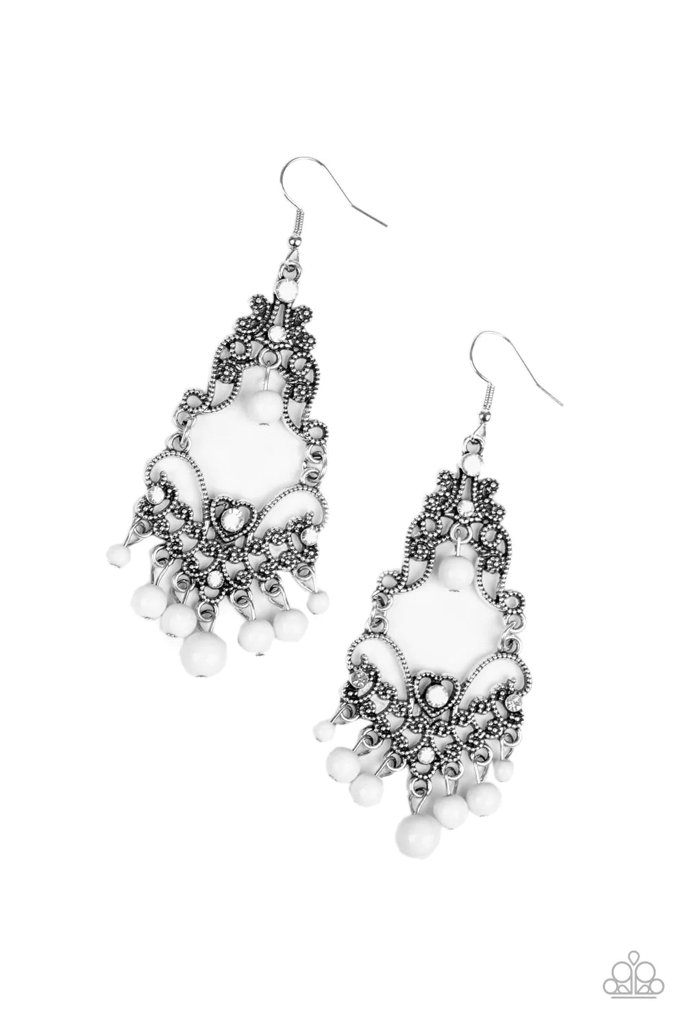 Paparazzi Earring ~ Colorfully Cabaret - White