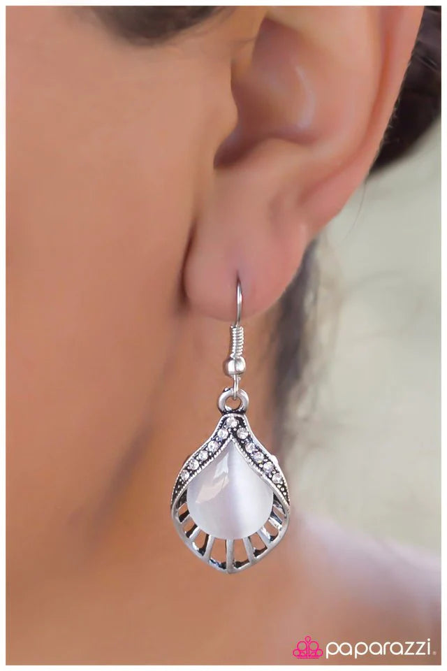 Paparazzi Earring ~ The Glass Ceiling - White