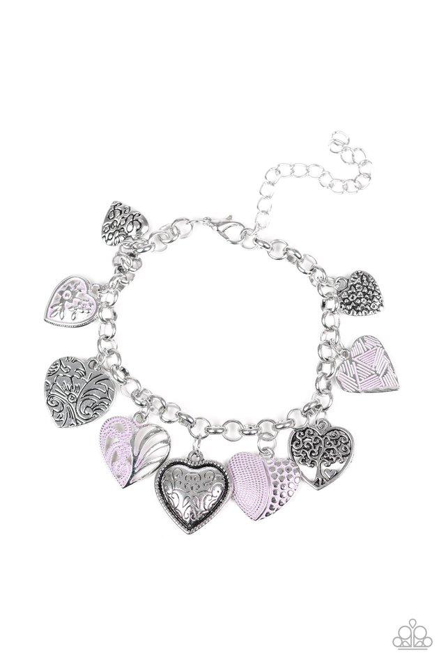 Pulsera Paparazzi ~ Corazones de jardín - Púrpura