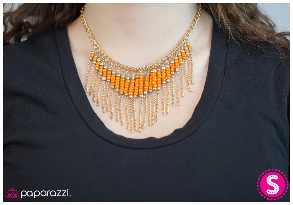 Paparazzi Necklace ~ Queen Of the Desert - Orange