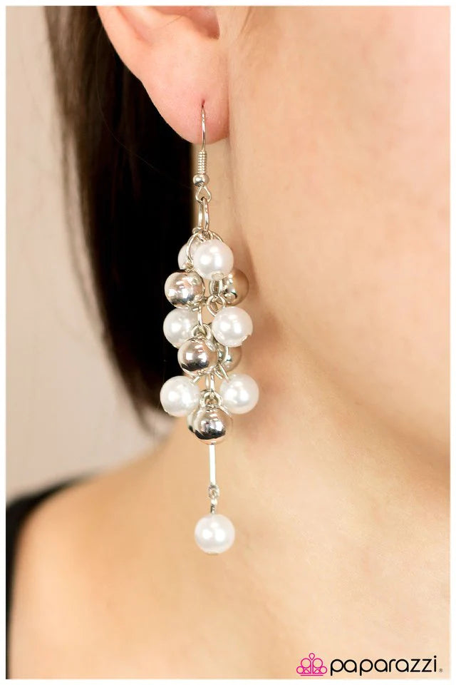 Paparazzi Earring ~ Pulling Away - White