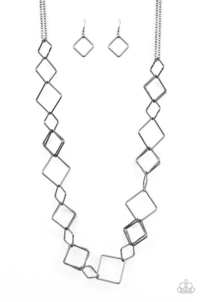 Paparazzi Necklace ~ Backed Into A Corner - Black