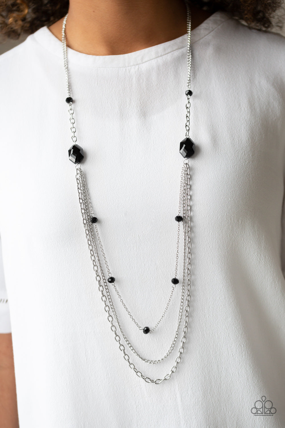 put on your party dress black necklace paparazzi Put On Your Party Dress - silver