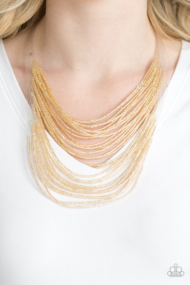 Catwalk Brass Seed Bead Necklace Paparazzi Paparazzi Necklace