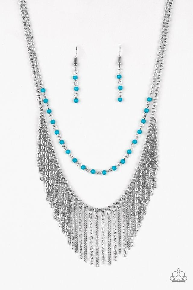 Paparazzi Necklace ~ Fierce In Fringe - Blue