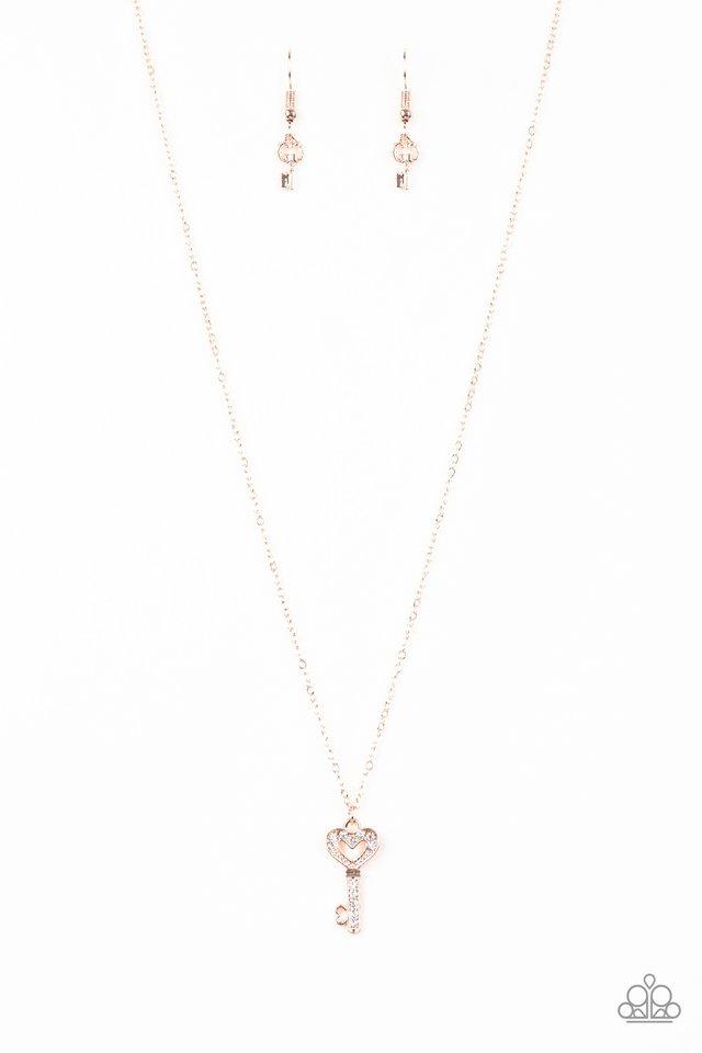 Paparazzi Necklace ~ Lock Up Your Valuables - Rose Gold