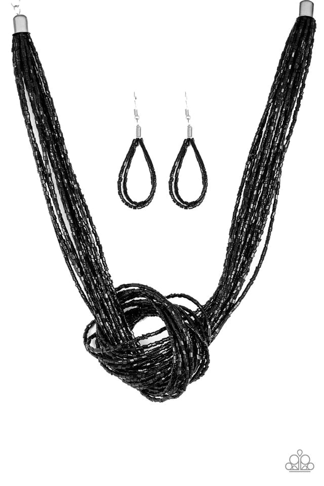 Paparazzi Necklace ~ Knotted Knockout - Black