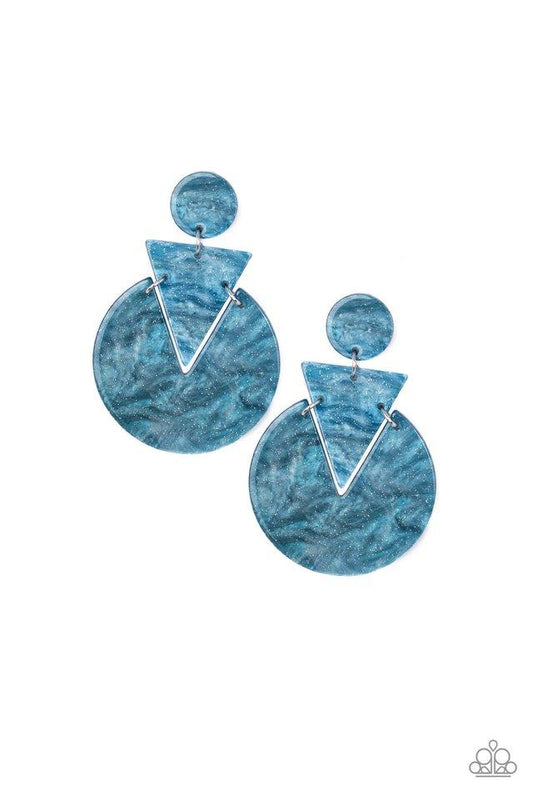 Paparazzi Earring ~ Head Under WATERCOLORS - Blue